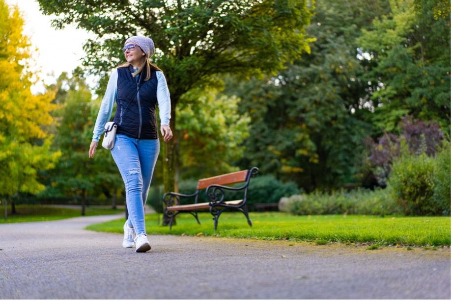 A person walking on a path