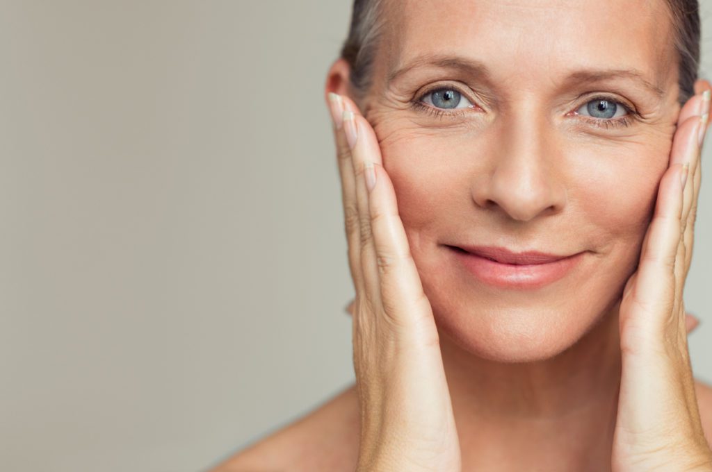 Happy mature woman aging process